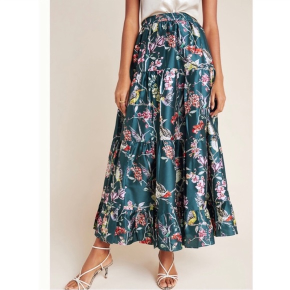 🔴 SOLD ❌ [NWT] ANTHROPOLOGIE | DENOVO Tracie Tiered Maxi Skirt Size S - Picture 2 of 6